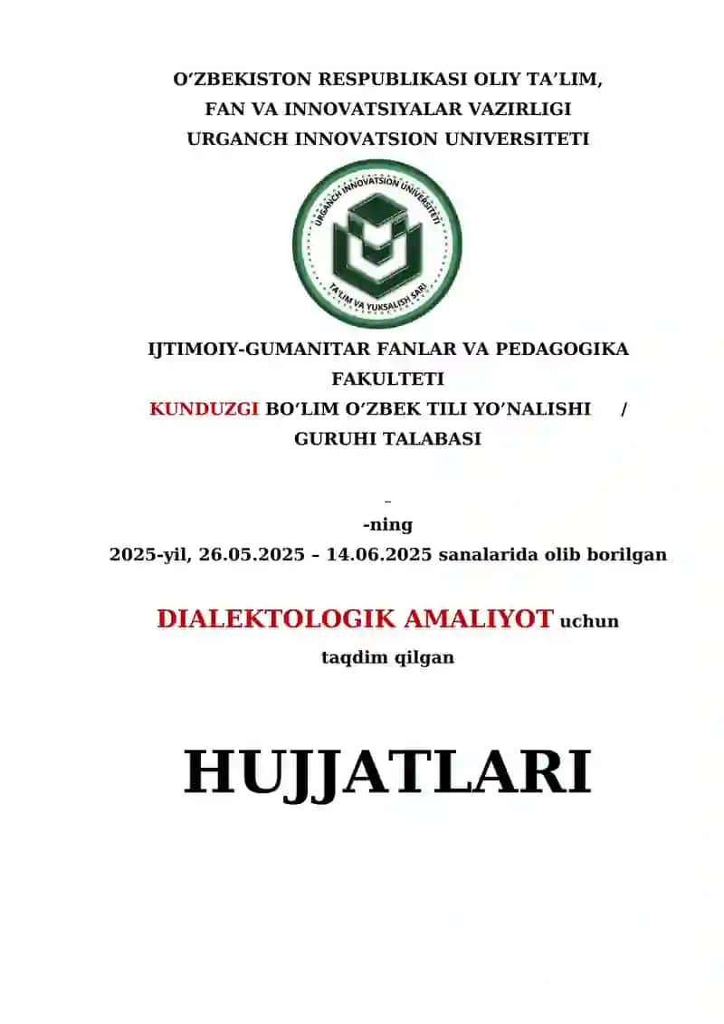 DIALEKTOLOGIK AMALIYOT
