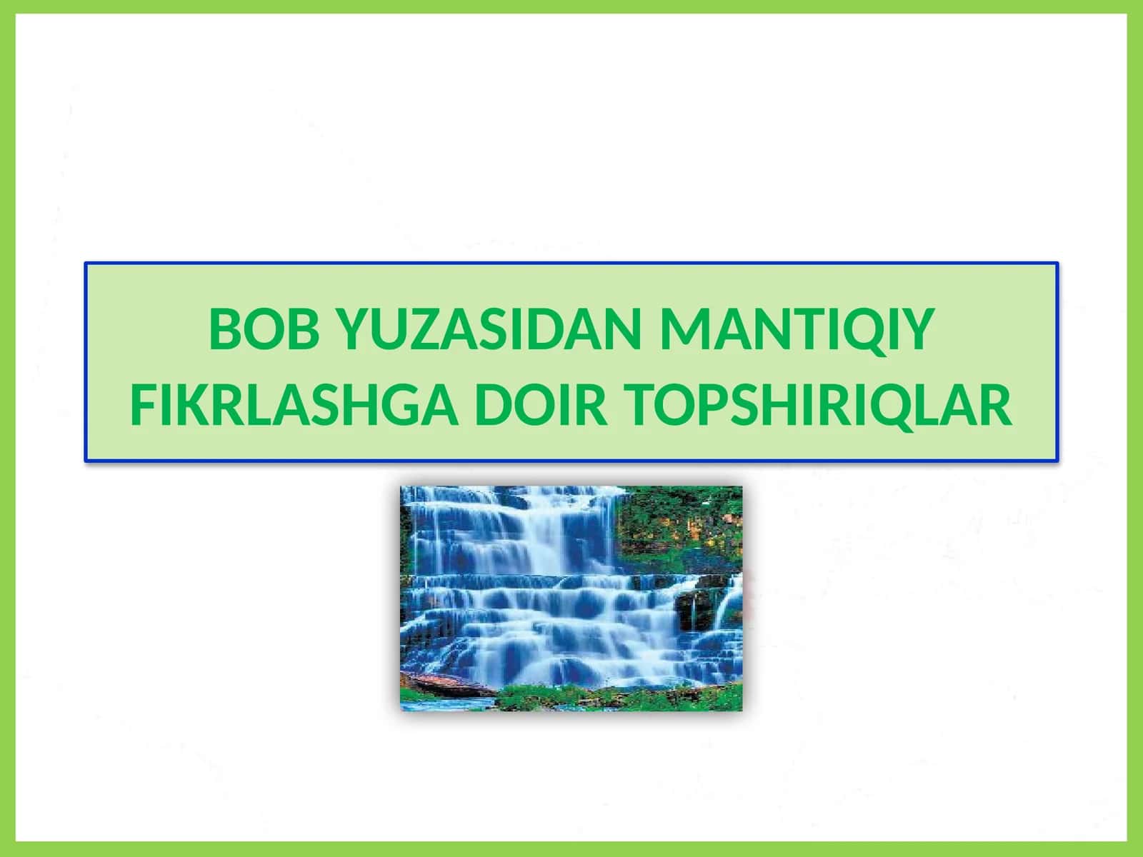 BOB YUZASIDAN MANTIQIY FIKRLASHGADOIR TOPSHIRIQLAR 1