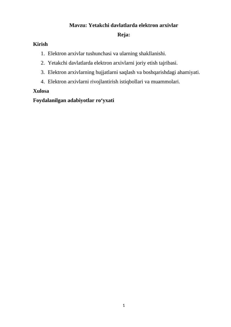 Yetakchi davlatlarda elektron arxivlar 1