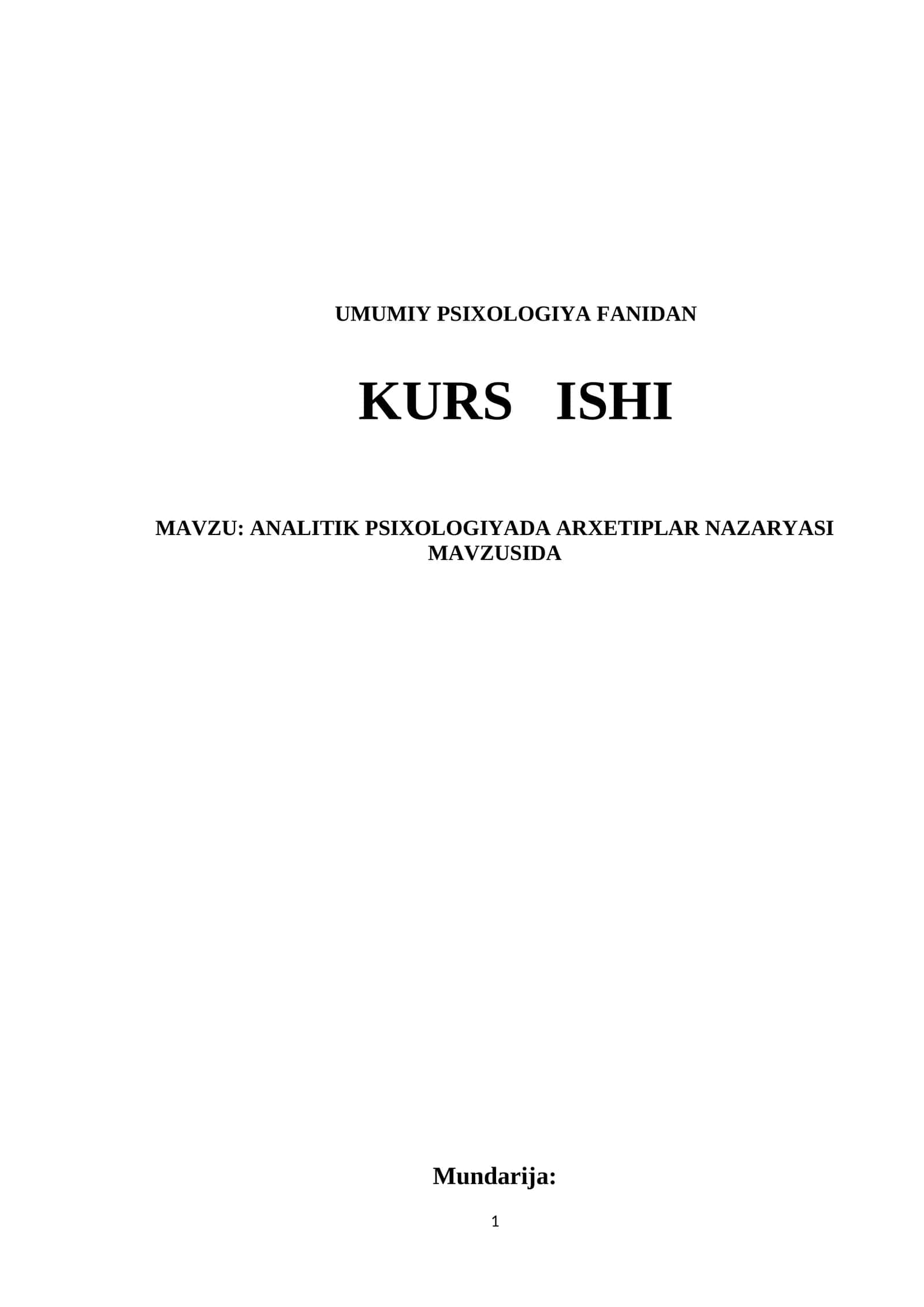 ANALITIK PSIXOLOGIYADA ARXETIPLAR NAZARYASI 1