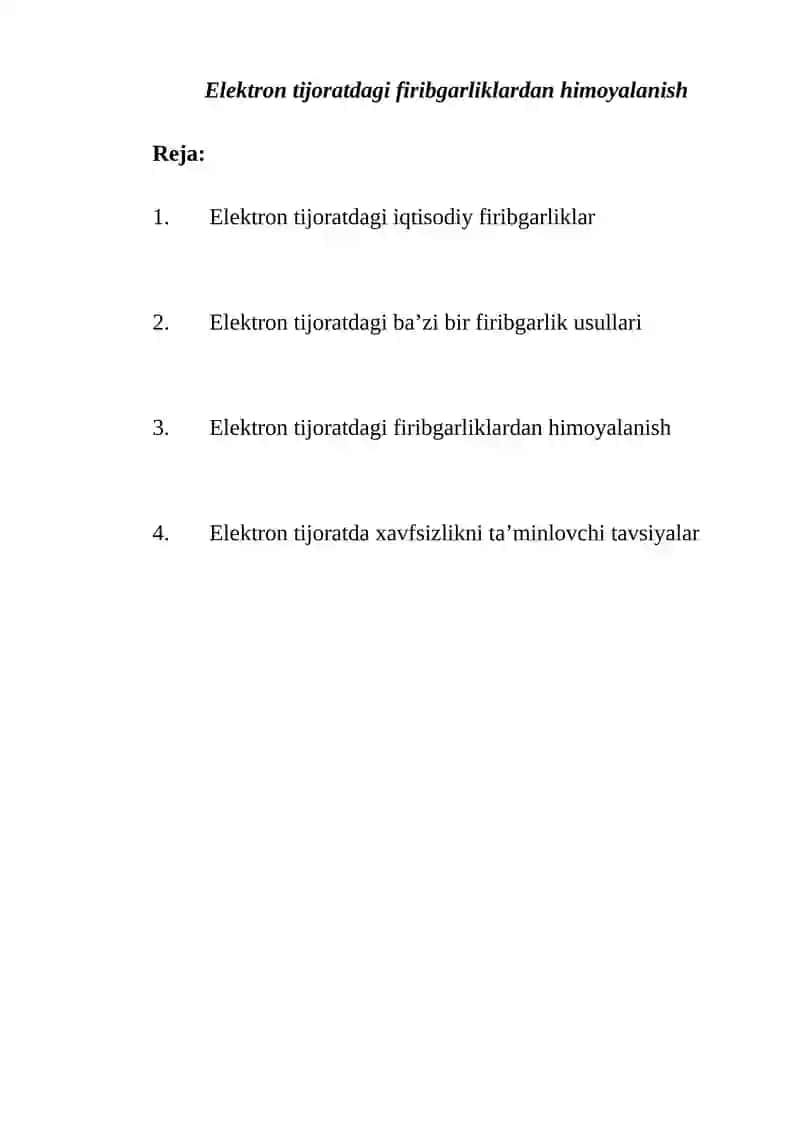 Elektron tijoratdagi firibgarliklardan himoyalanish