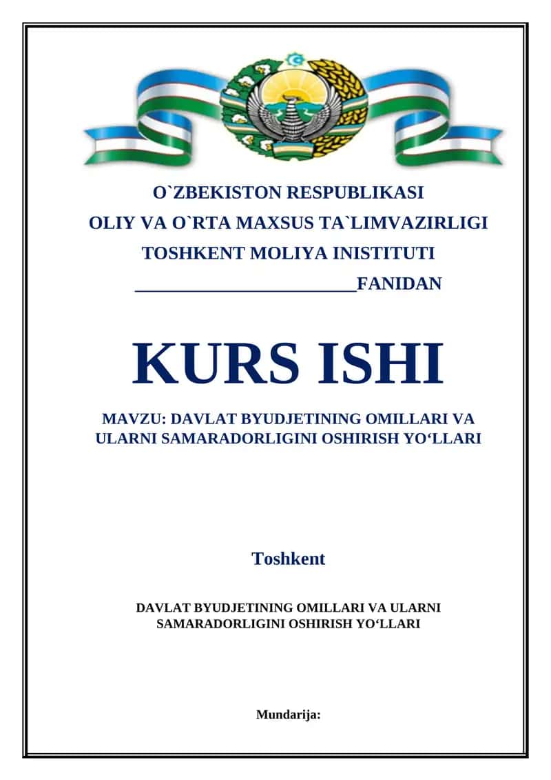 DAVLAT BYUDJETINING OMILLARI VA ULARNI SAMARADORLIGINI OSHIRISH YOʻLLARI 1