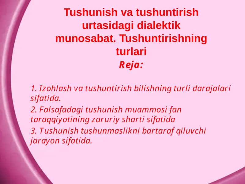Tushunish va uning bilish 1
