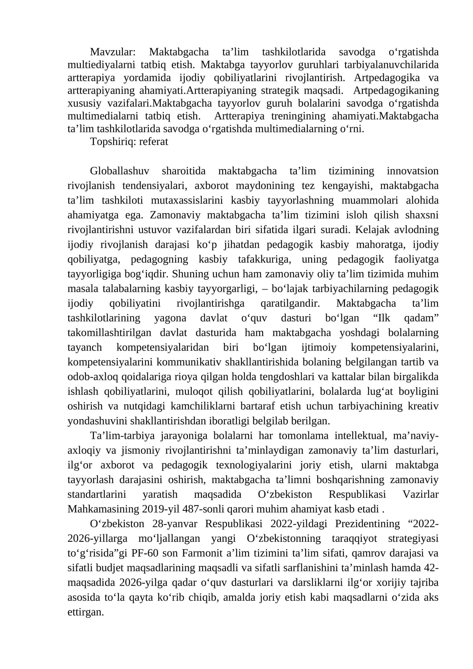 Maktabgacha ta’lim tashkilotlarida multiediyalar va artterapiya 1
