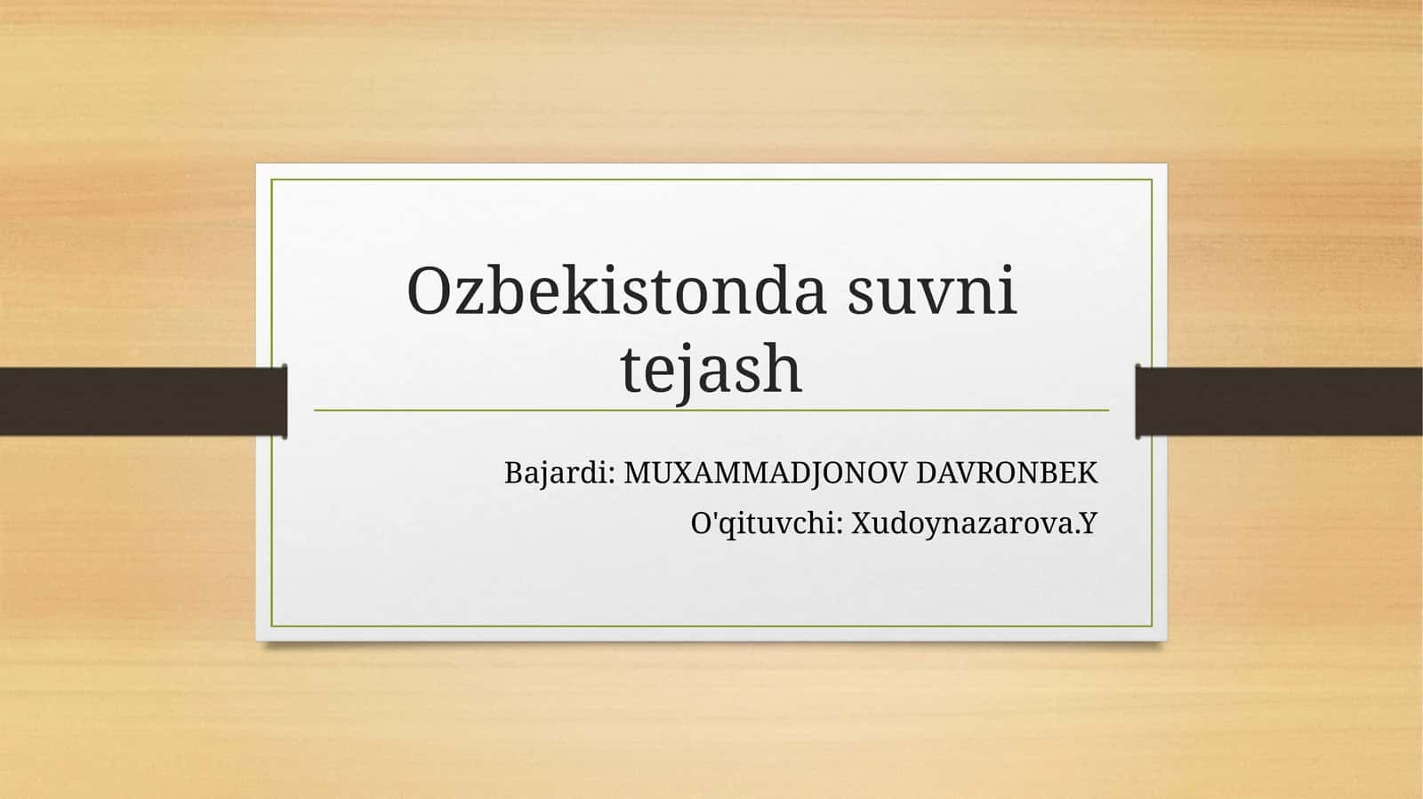 O'zbekistonda suvni tejash 1