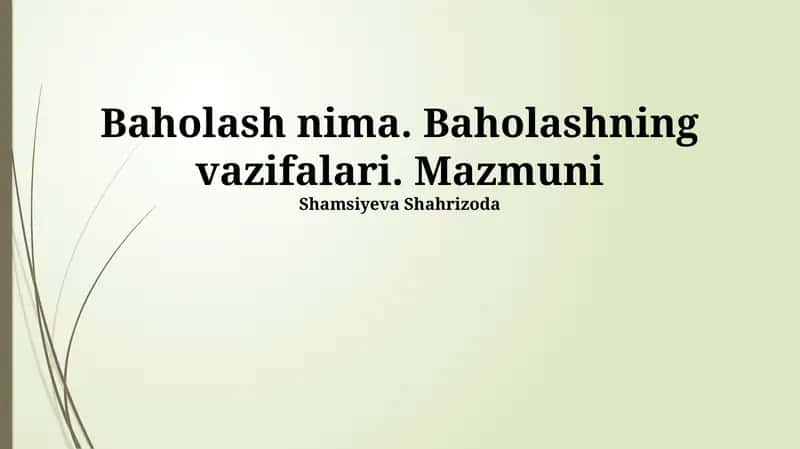 Baholash nima. 1