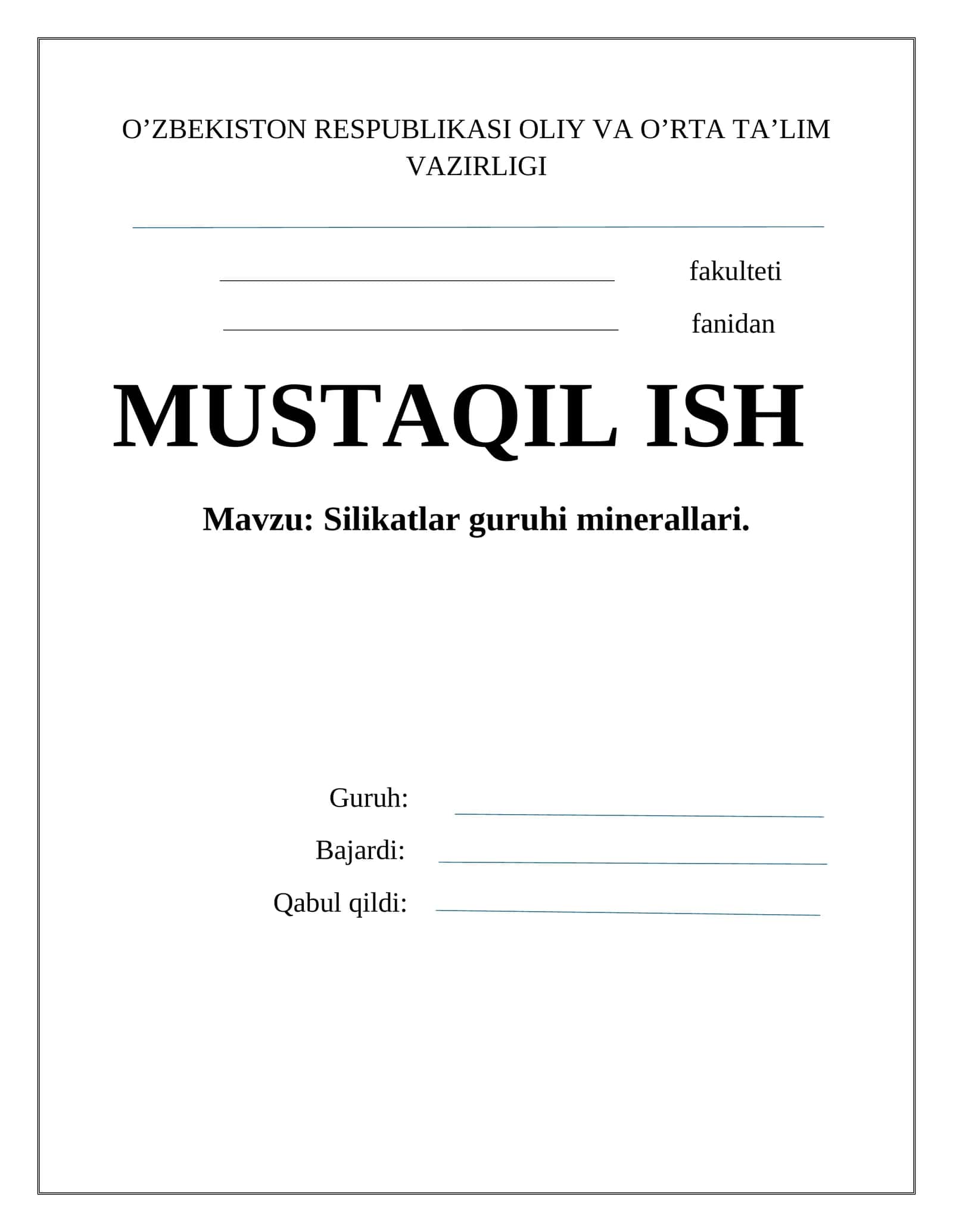 Silikatlar guruhi minerallari 1