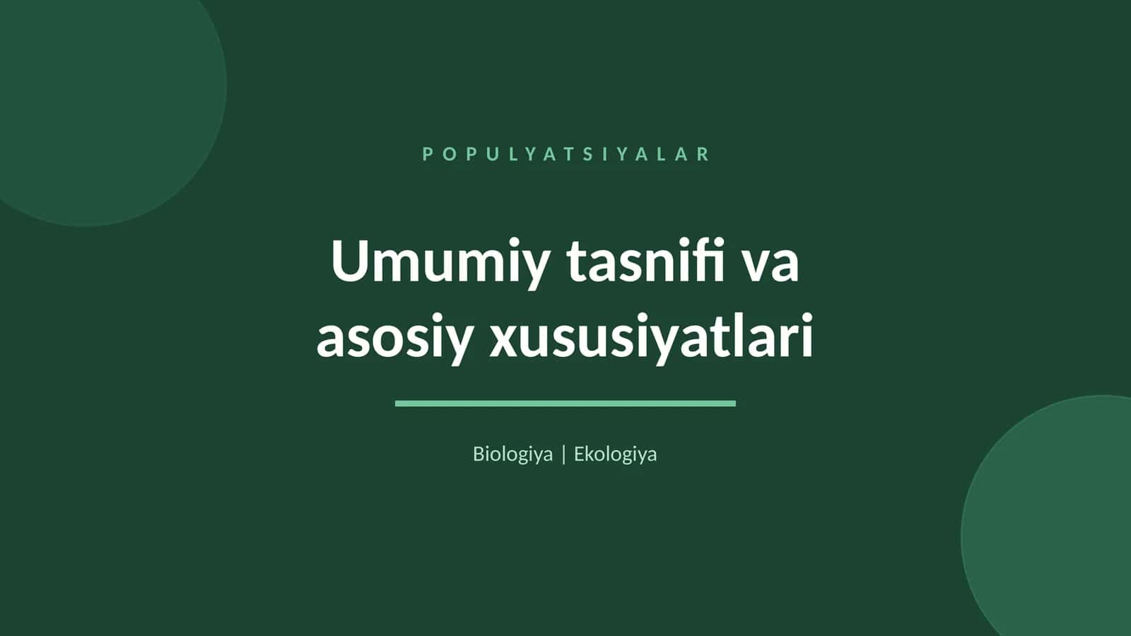 POPULYATSIYALAR 1