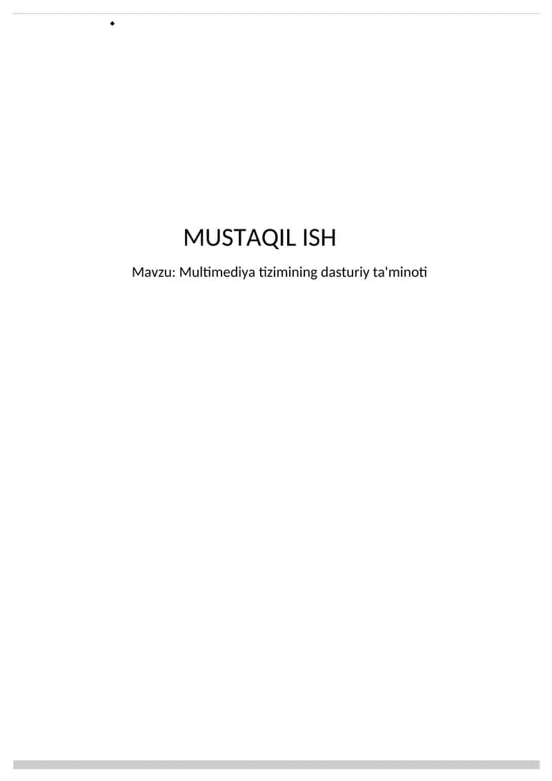 Multimediya tizimining dasturiy ta'minoti 1
