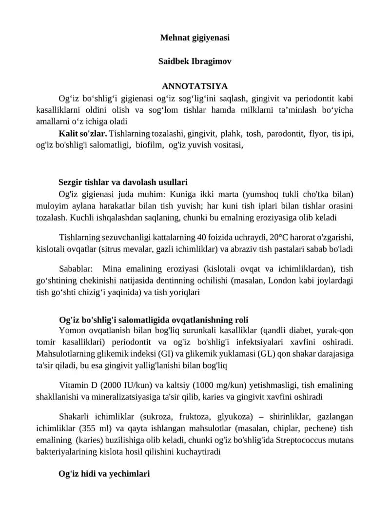 Mehnat gigiyenasi 1