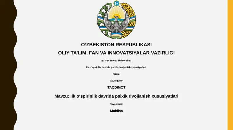 Ilk oʻspirinlik davrida psixik rivojlanish xususiyatlari 1