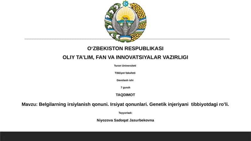 Belgilarning irsiylanish qonuni 1