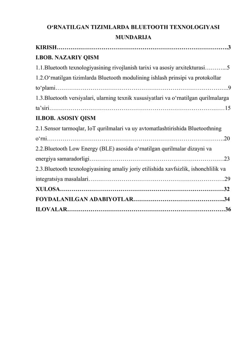 O‘RNATILGAN TIZIMLARDA BLUETOOTH TEXNOLOGIYASI 1
