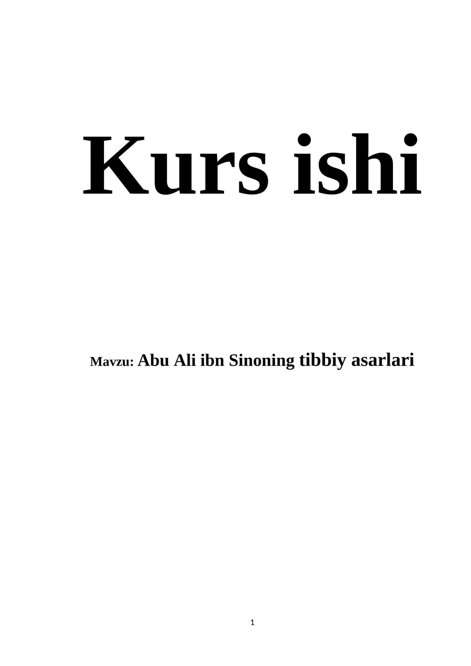 Abu Ali ibn Sinoning tibbiy asarlari 1