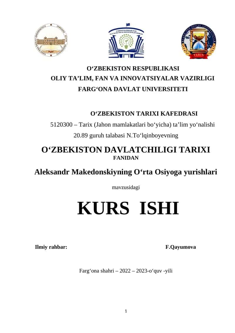 Aleksandr Makedonskiyning O‘rta Osiyoga yurishlari 1