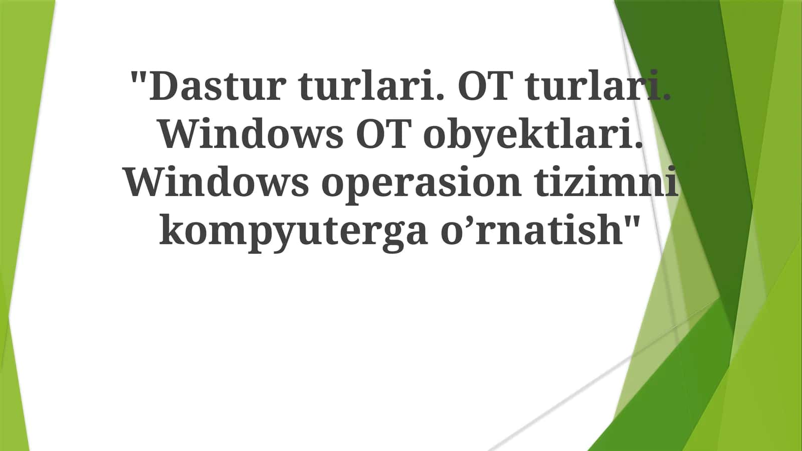 Windows operatsion tizimini o’rnatish 1