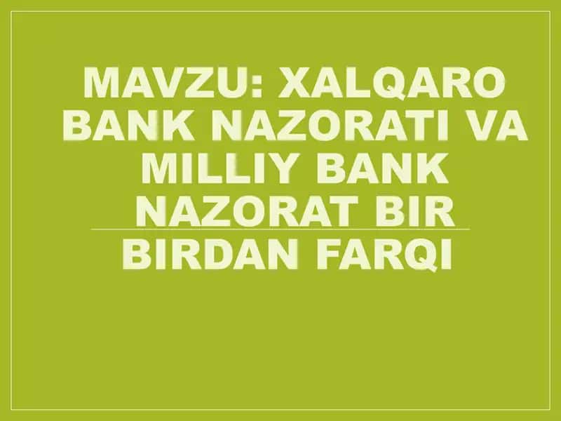 Xalqaro bank va milliy bank 1