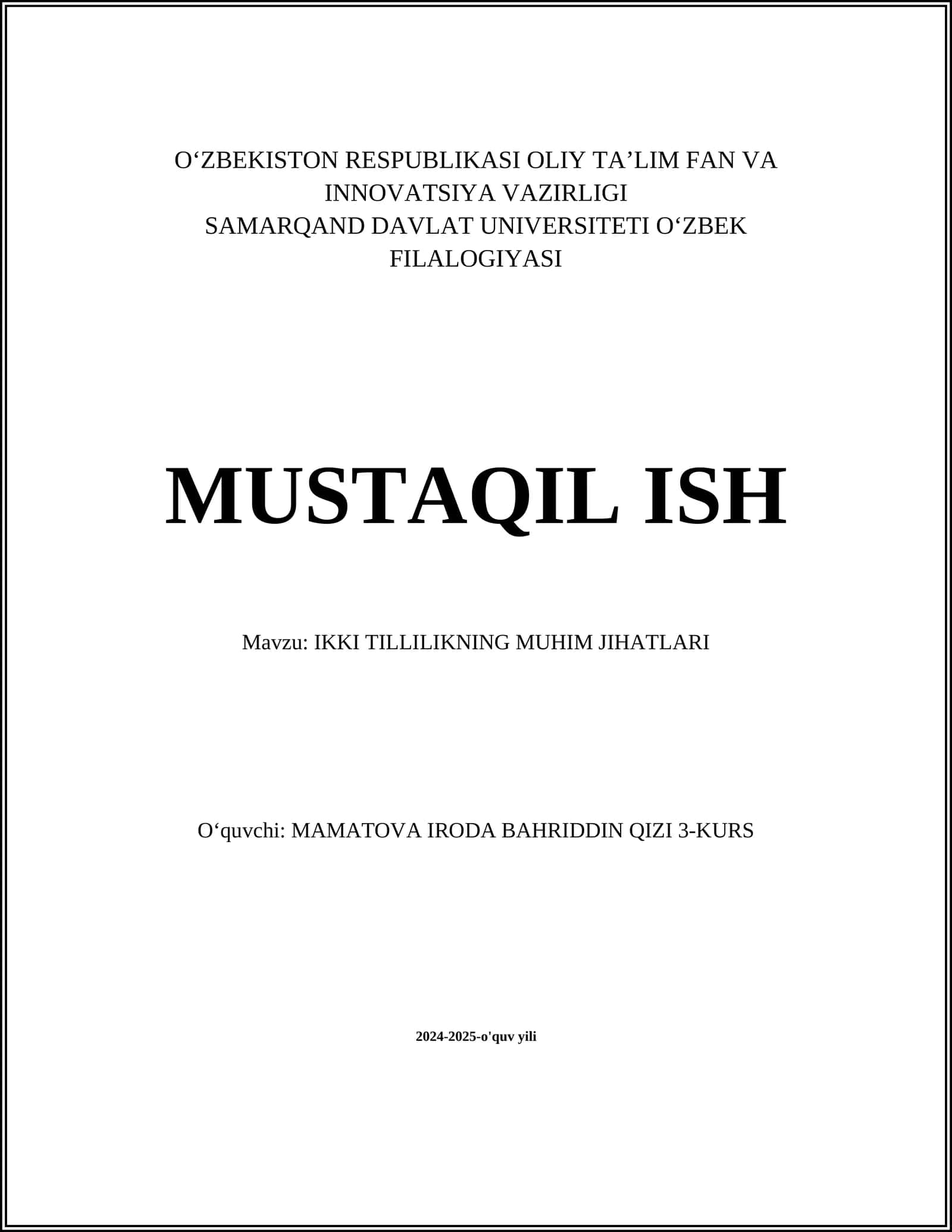 IKKI TILLILIKNING MUHIM JIHATLARI 1