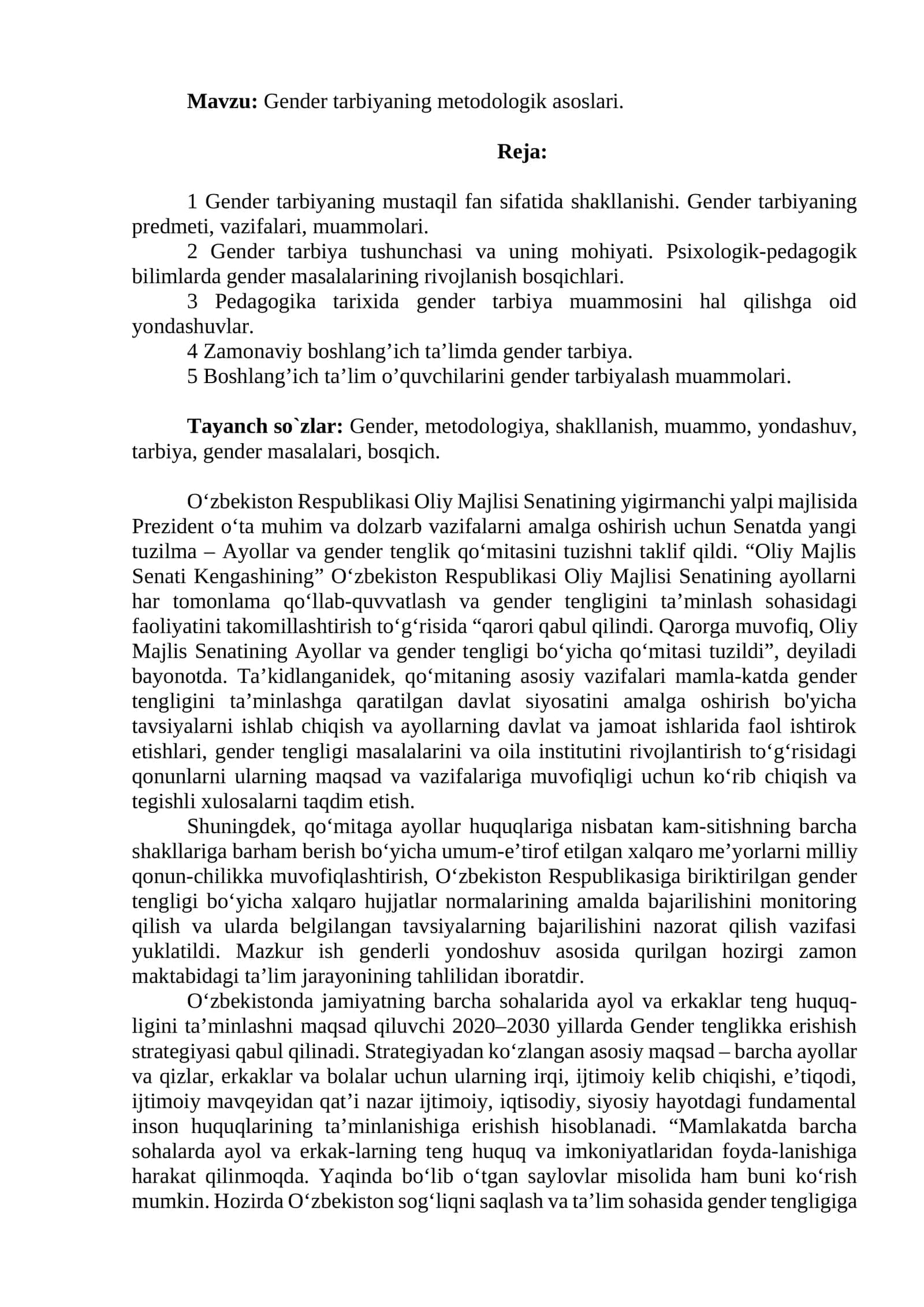 Gender tarbiyaning metodologik asoslari 1