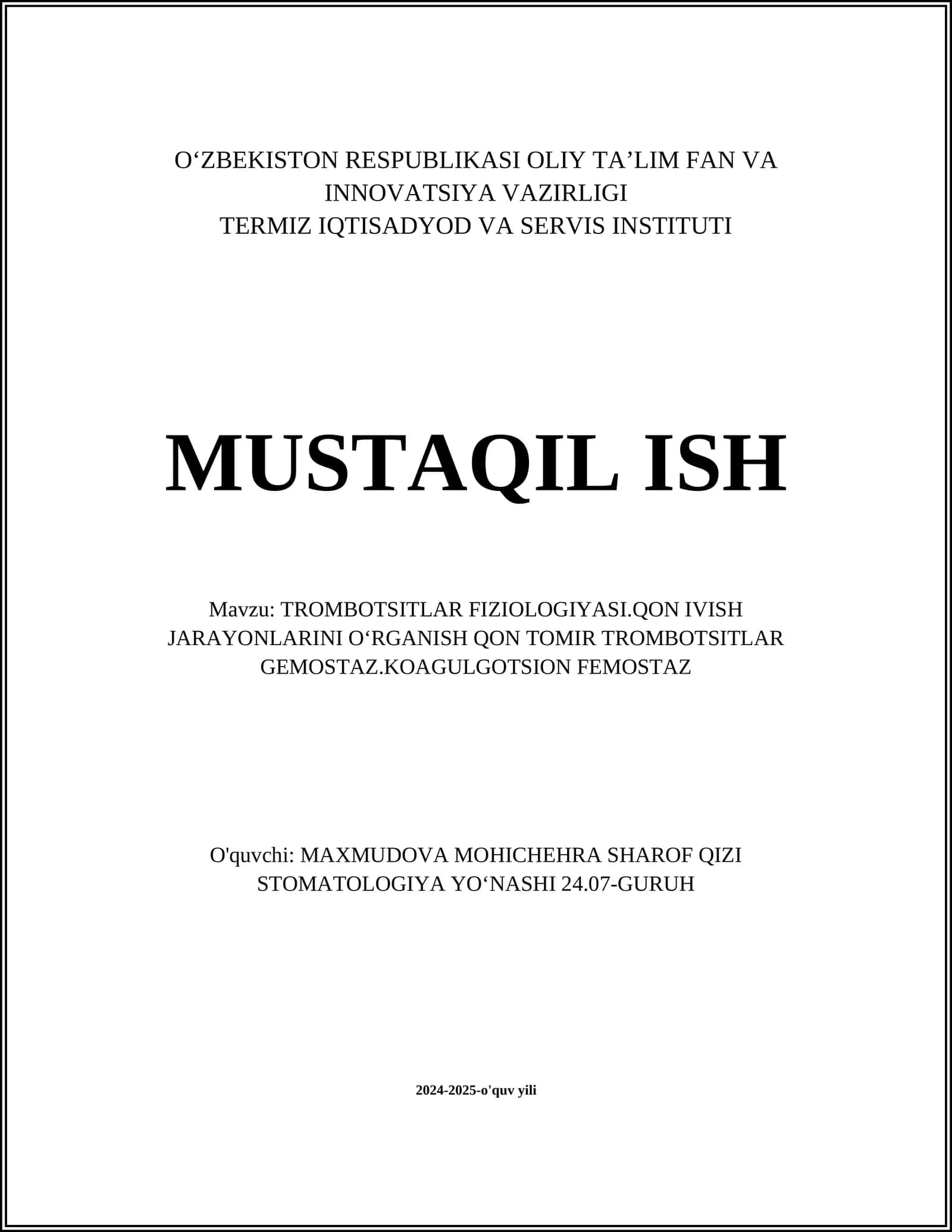 TROMBOTSITLAR FIZIOLOGIYASI 1