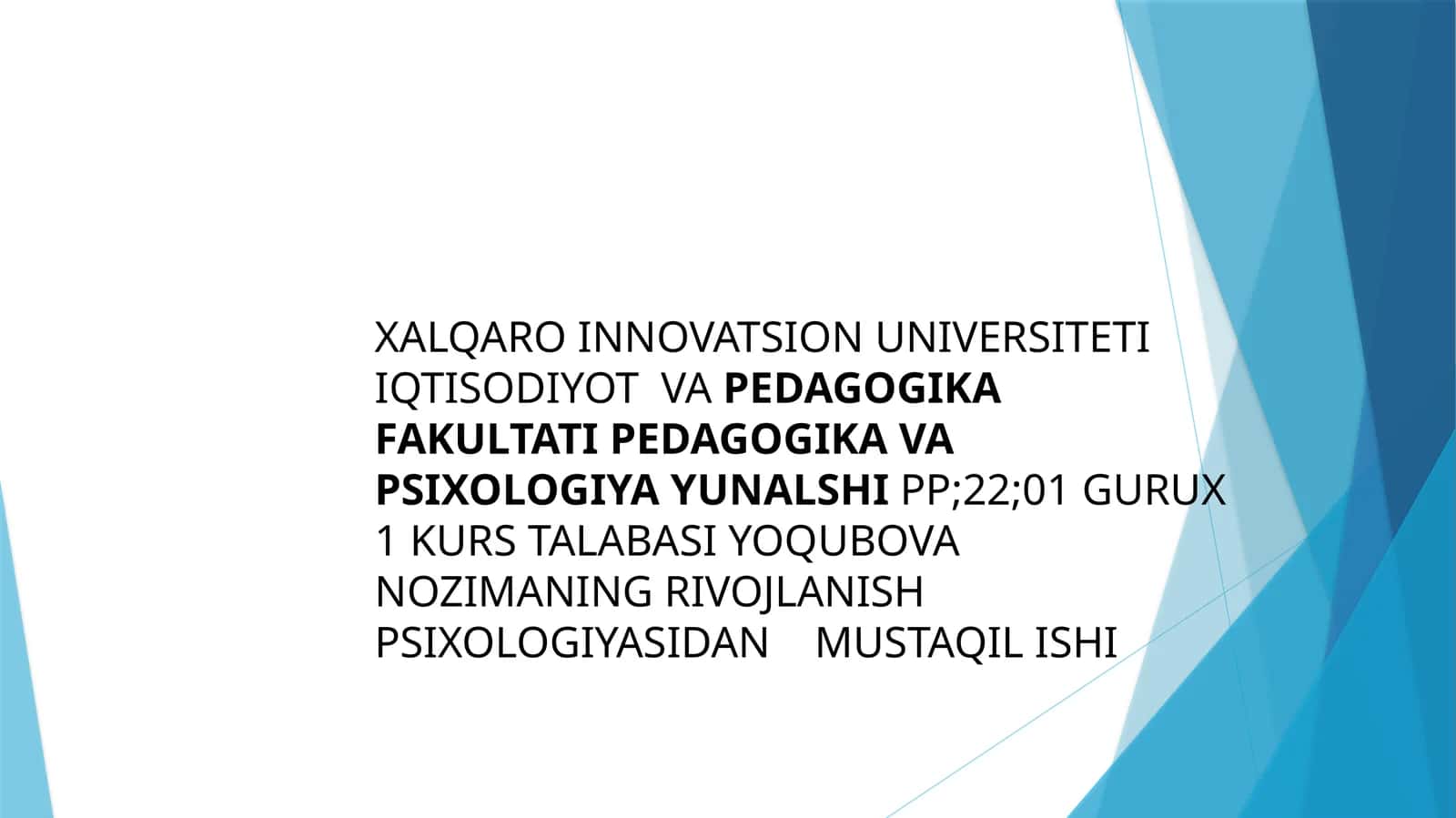 Rivojlanish psixologiyasi 1