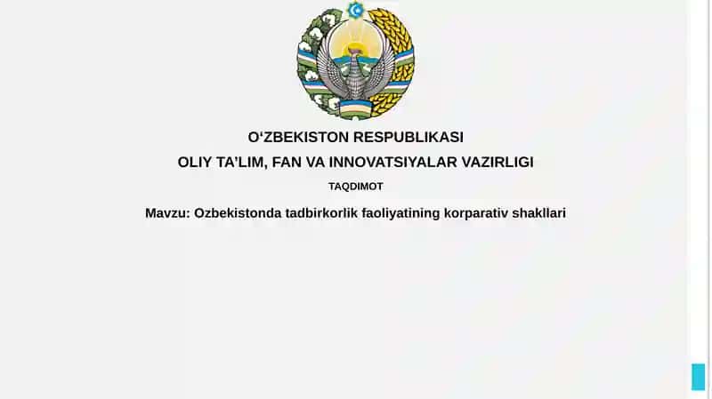 O'zbekistonda tadbirkorlik faoliyatining korporativ shakllari
