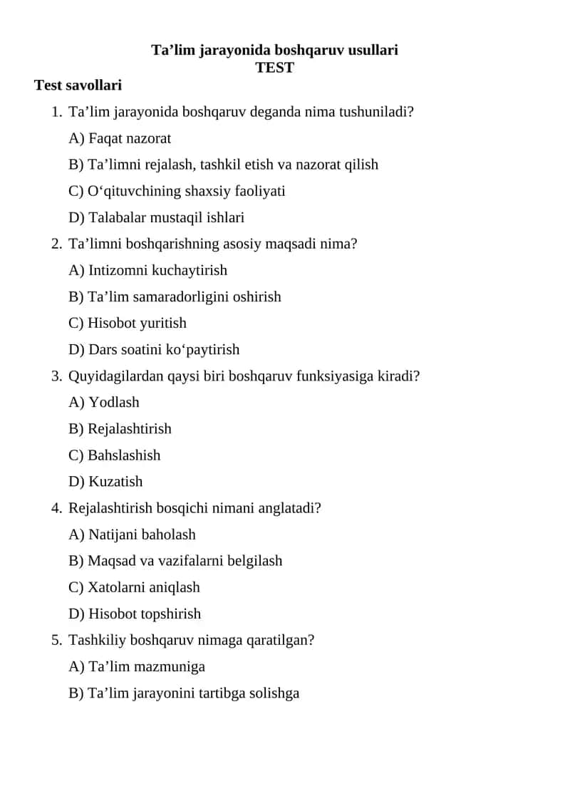 Ta’lim jarayonida boshqaruv usullari 1