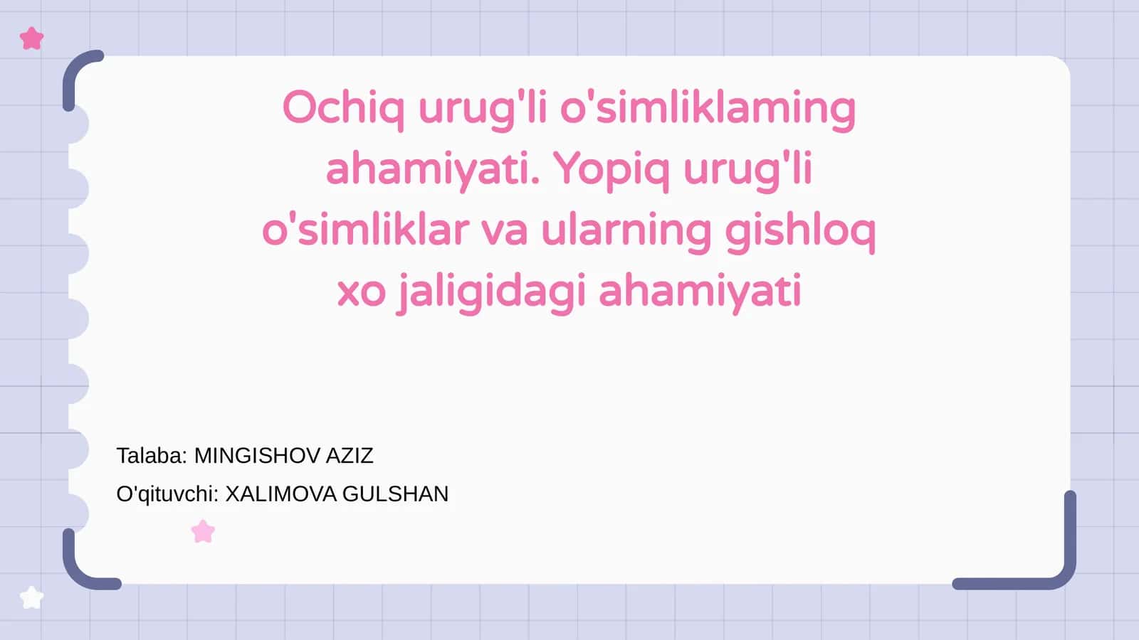 Ochiq Urug'li O'simliklar 1