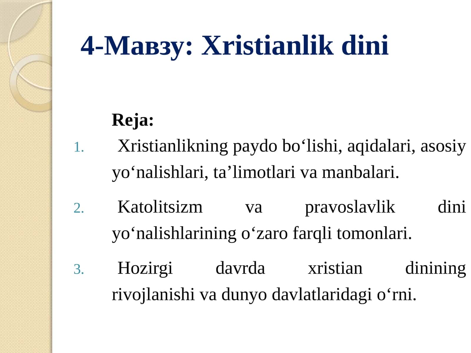 Xristianlikning paydo bo‘lishi, aqidalari va taʼlimoti 1
