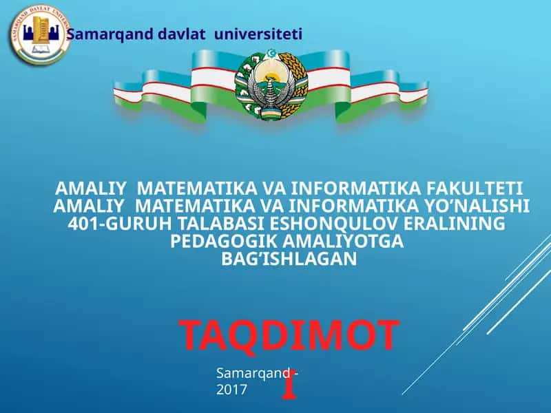 pedagogika amaliyotiga bag’ishlagan TAQDIMOTI 1