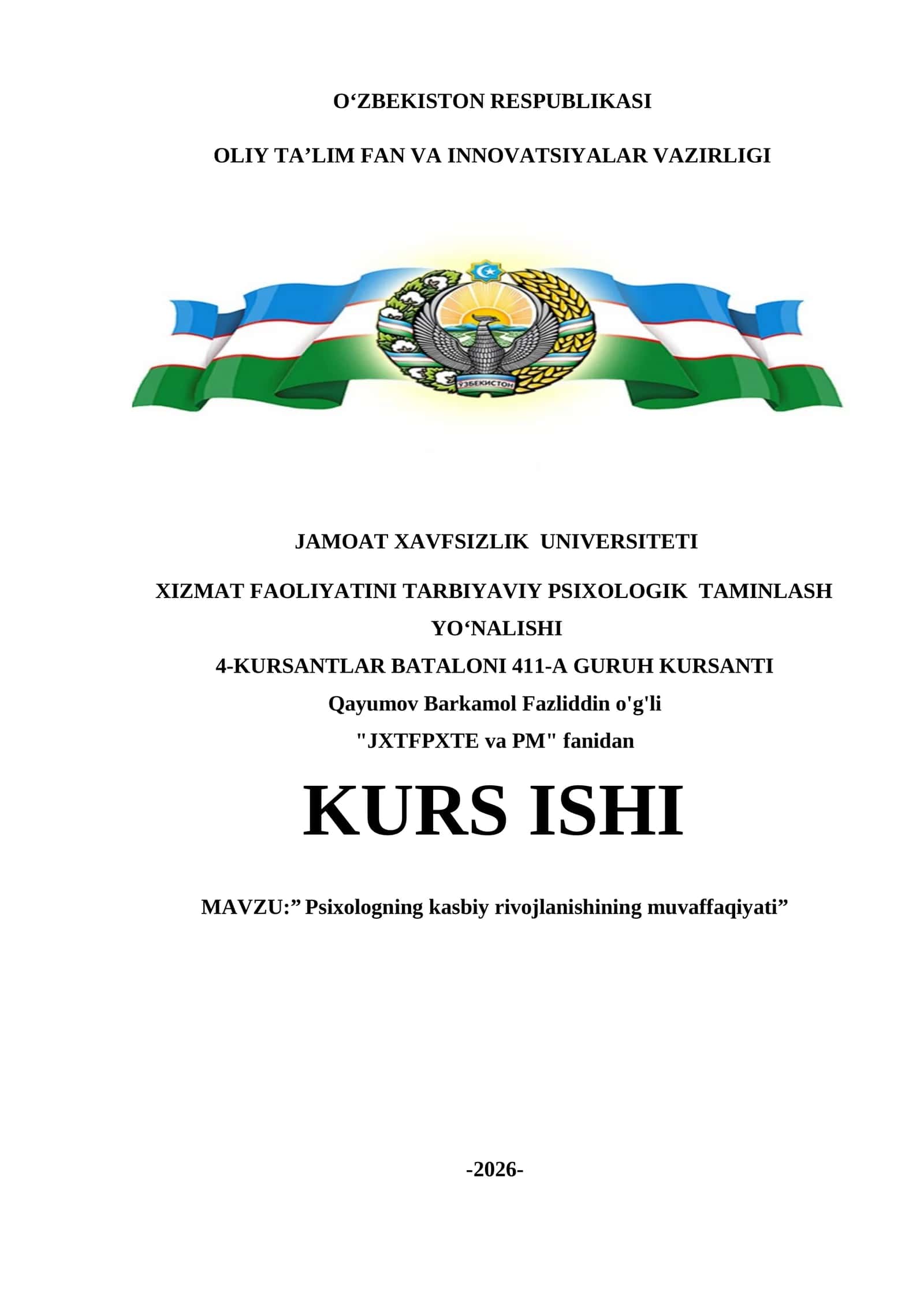 Psixologning kasbiy rivojlanishining muvaffaqiyati 1