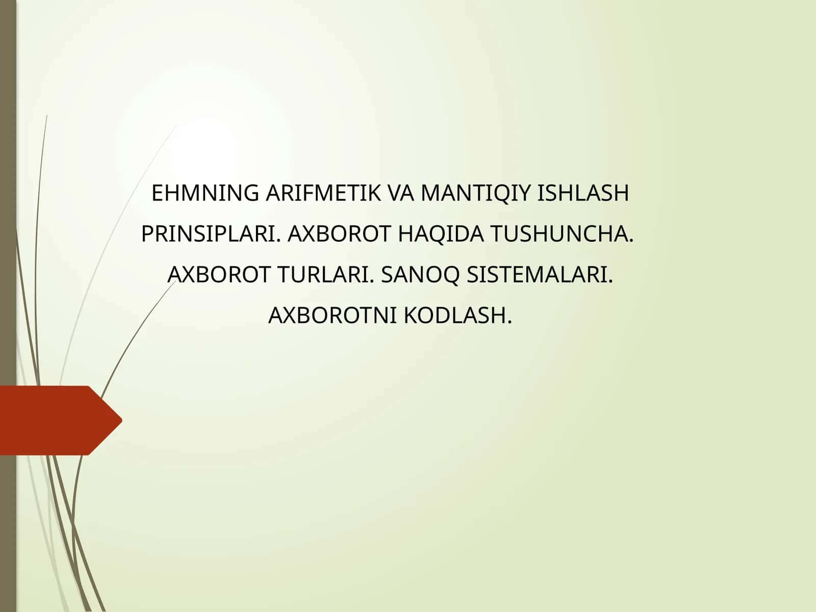 EHMNING ARIFMETIK VA MANTIQIY ISHLASH PRINSIPLARI 1