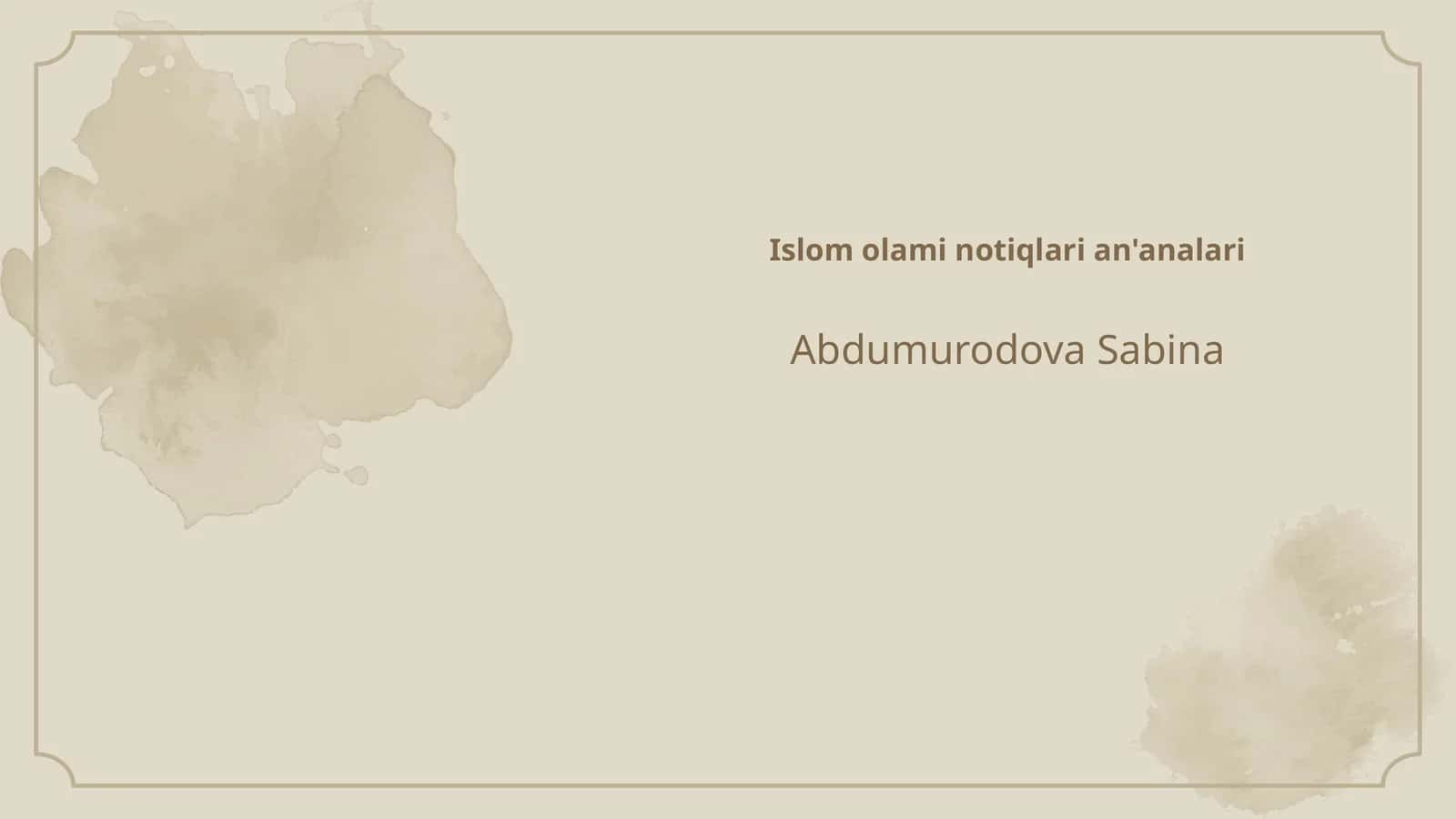 Islom olami notiqlari an'analari 1
