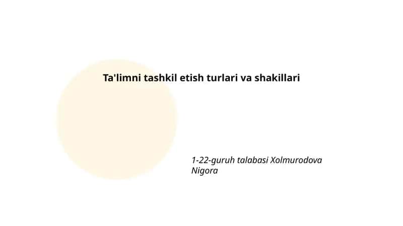 An'anaviy (klassik) dars tashkil etish 1