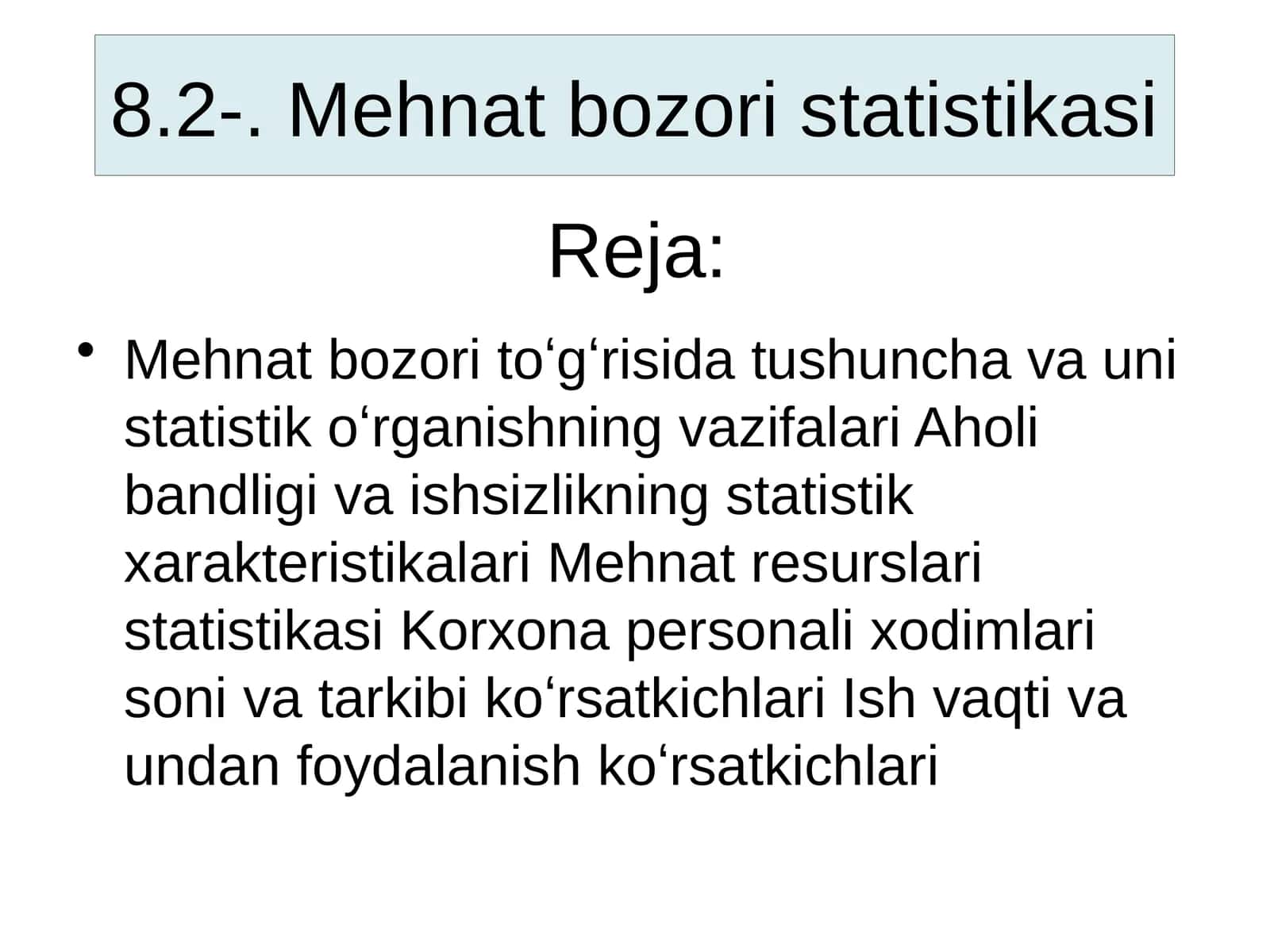 Mehnat bozori statistikasi 1