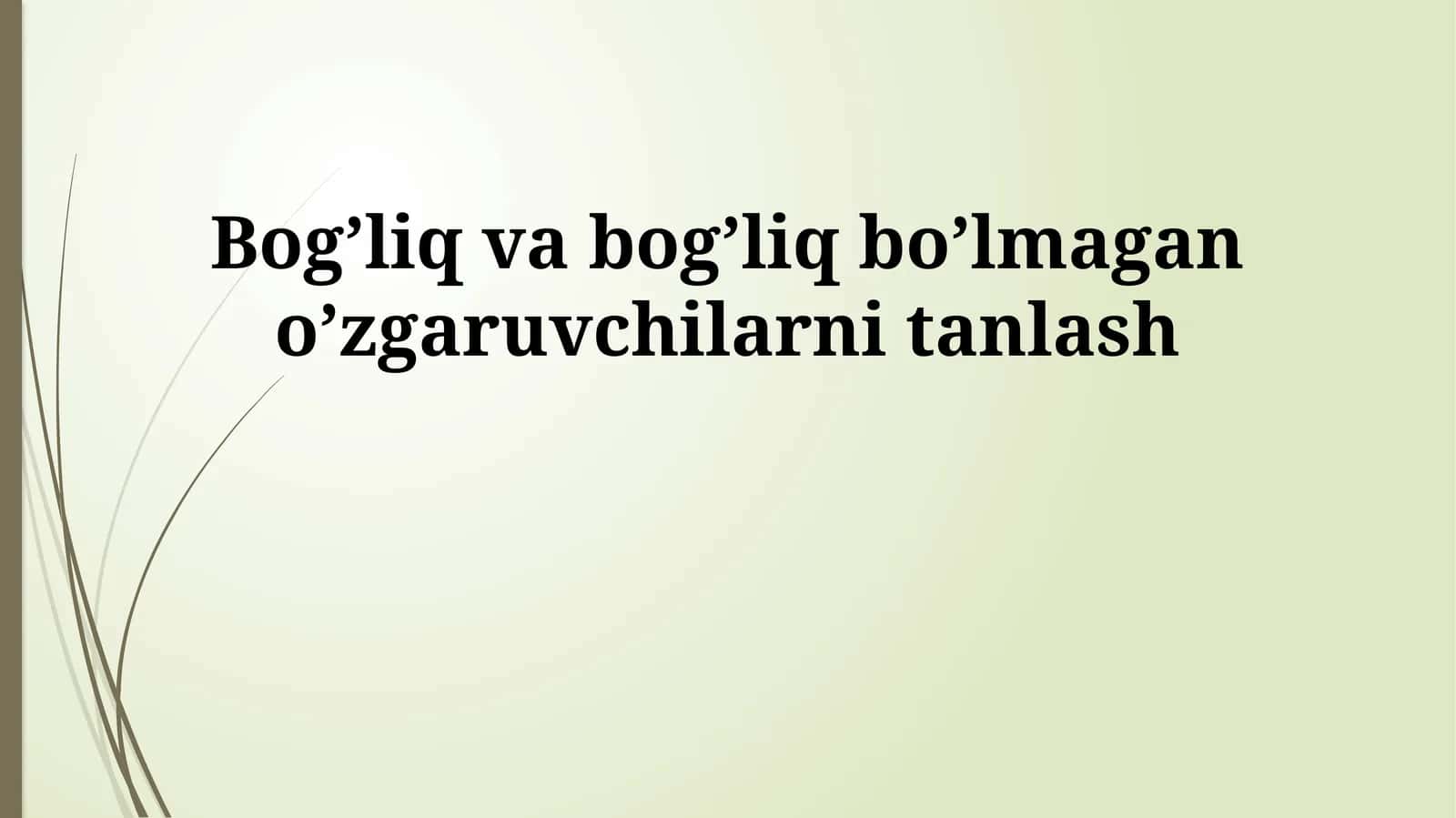 O'zgaruvchilarni tanlash 1