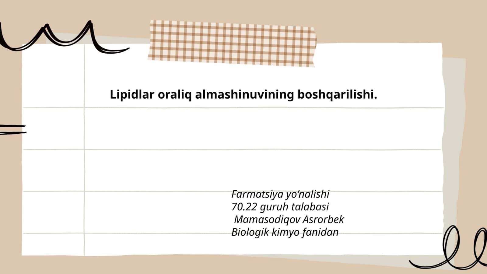 Lipidlar oraliq almashinuvining boshqarilishi 1