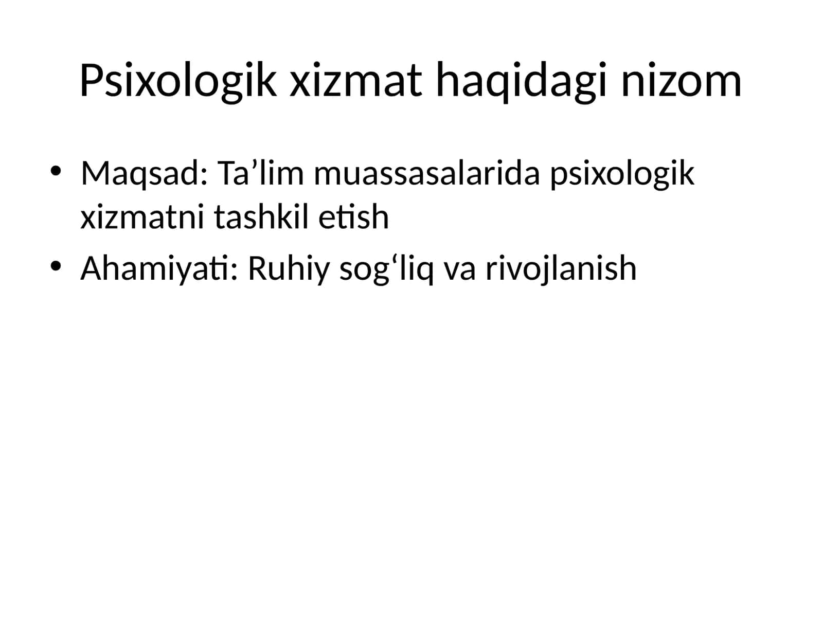 Psixologik xizmat haqidagi nizom 1