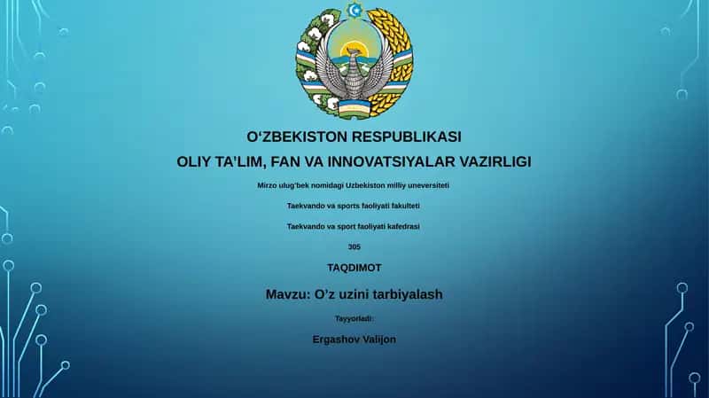 O'z-o'zini tarbiyalash 1