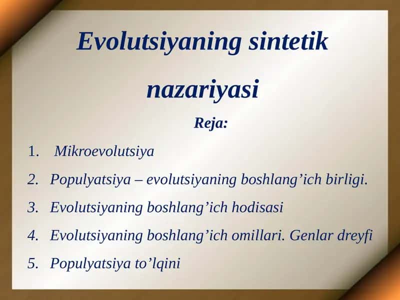 Evolutsiyaning sintetik nazariyasi 1