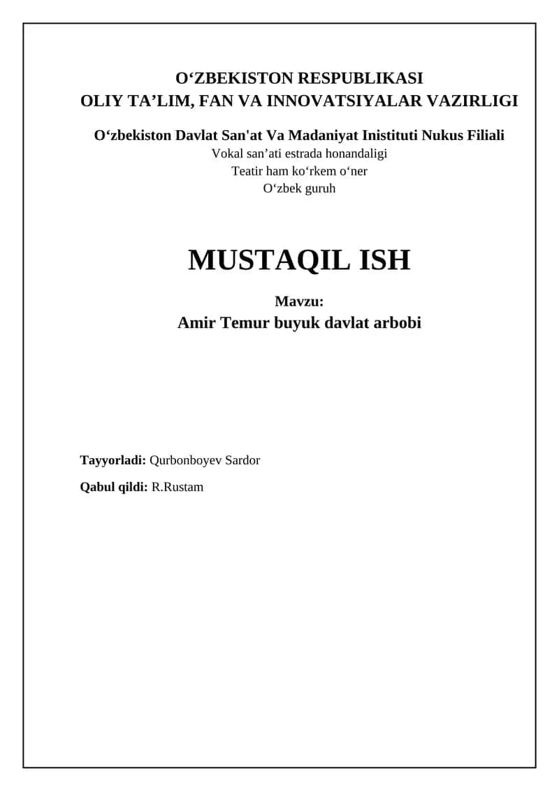 Amir Temurning ichki va tashqi siyosati 1