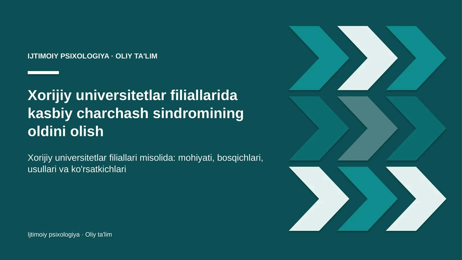 xorijiy universitetlar filiallarida kasbiy charchash sindromining oldini olish 8809 1