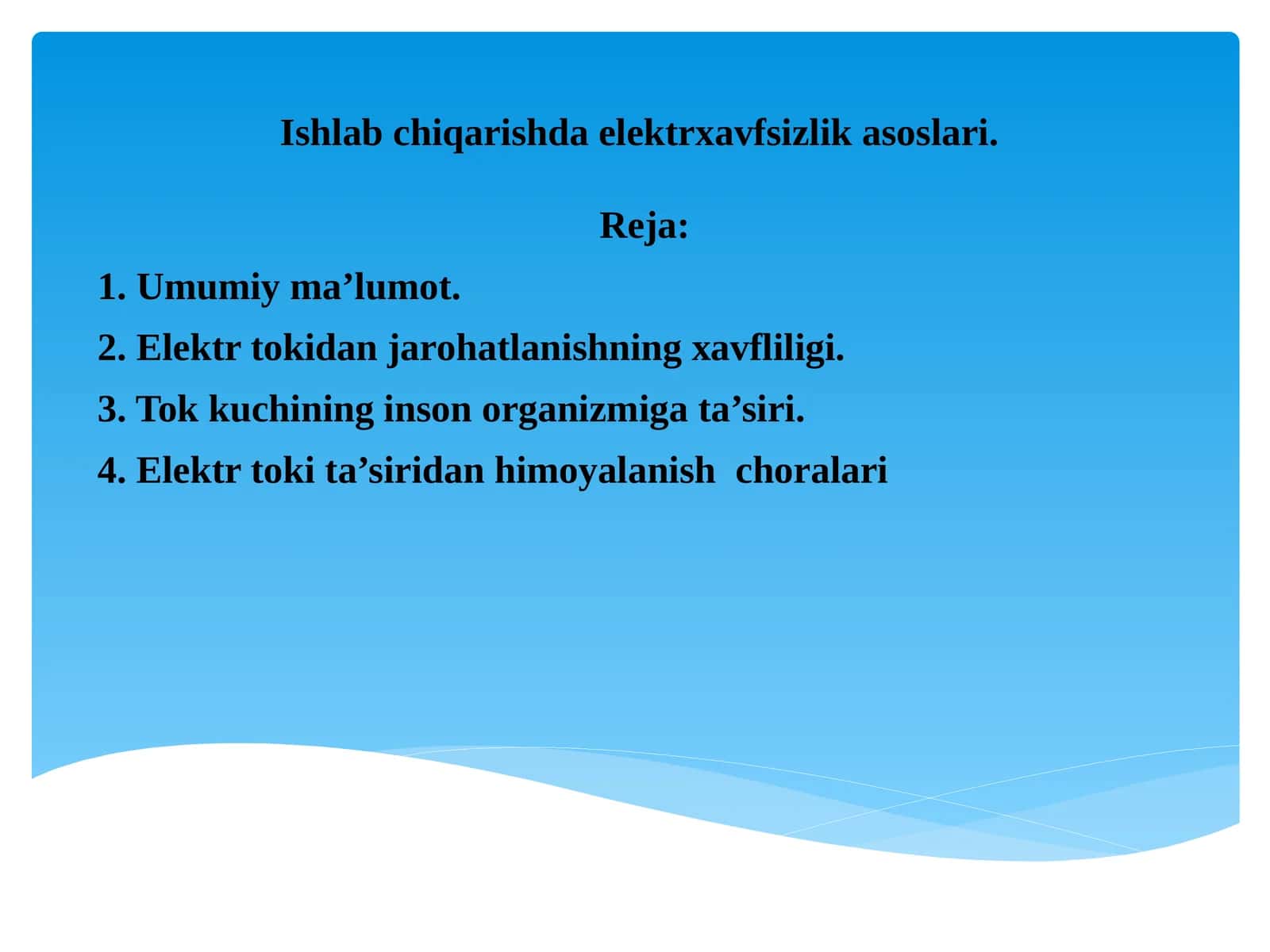 Elektr  xavfsizlik asoslari 1