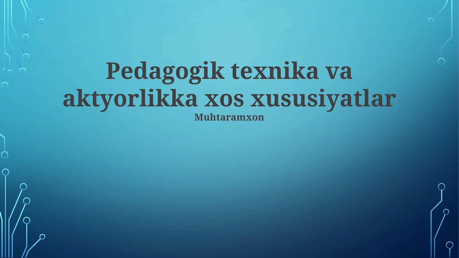 Ovoz Tembri va Nutq Texnikasi 1