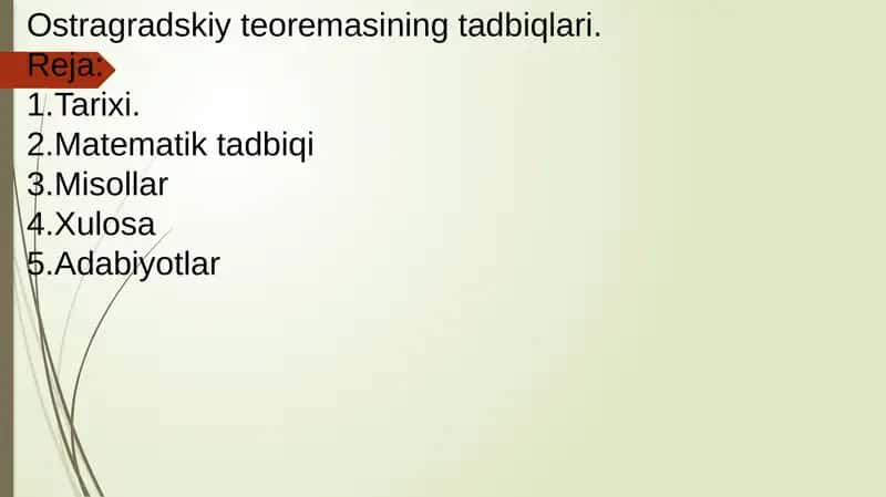 Ostragradskiy teoremasining tadbiqlari 1