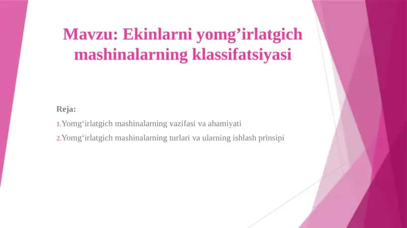 Ekinlarni yomg’irlatgich mashinalarning klassifatsiyasi 1
