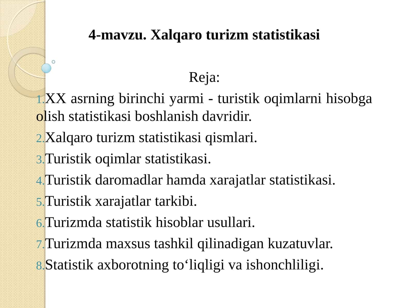 Xalqaro turizm statistikasi 1