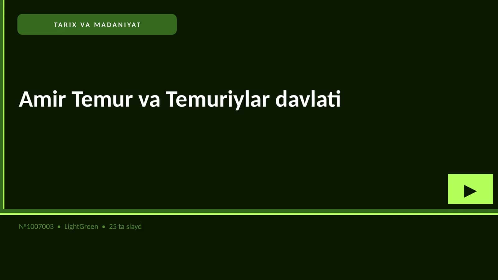 Amir Temur va Temuriylar davlati 1