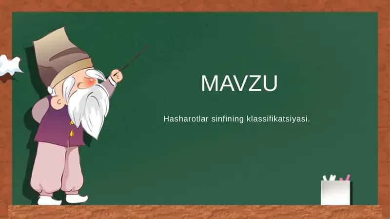 Hasharotlar klassifikatsiyasi 1
