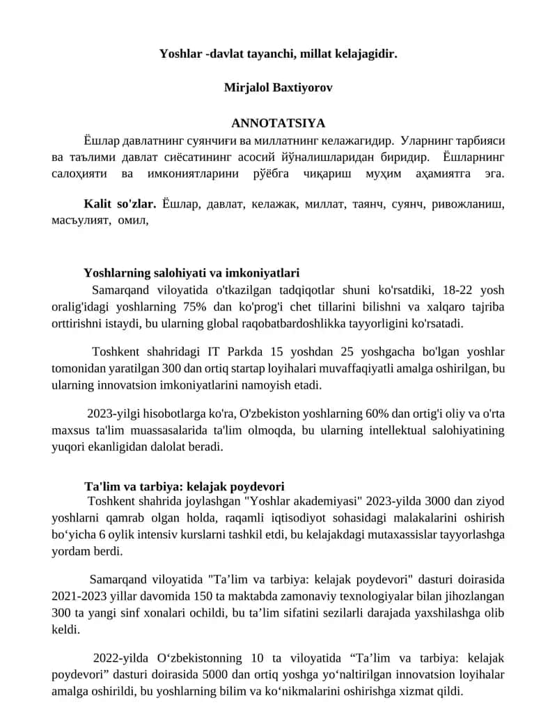 Ta'lim va tarbiya: kelajak poydevori 1